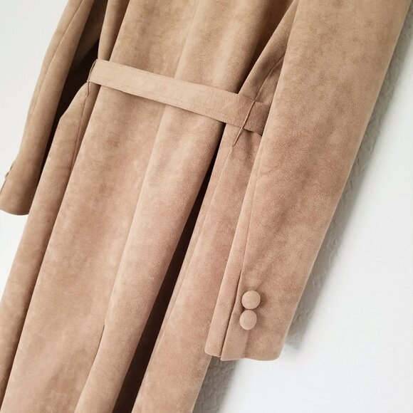 Vintage PT Princeton Custom Tailor Suede Double Breasted Long Belted Coat Beige - Picture 8 of 14